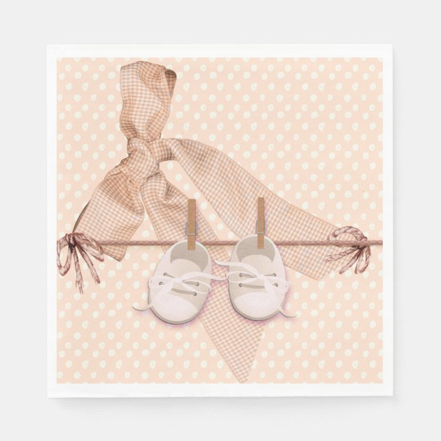 Peach Bow Baby Shower  Napkins (Front)