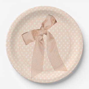 Peach Bow Baby Shower Paper Plates