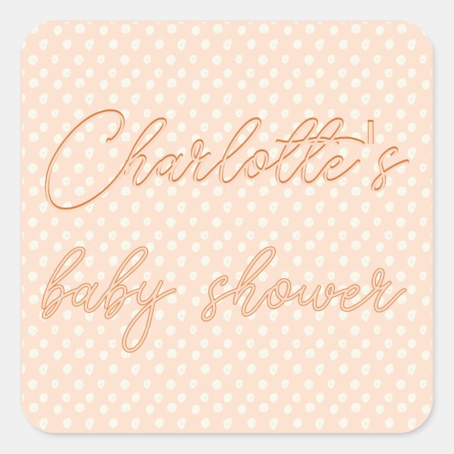 Peach Bow Baby Shower  Square Sticker (Front)