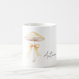 Peach Bow Cream Mushroom Coffee Mug