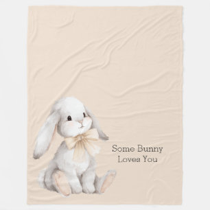 Peach Bow Some Bunny Loves You Fleece Blanket