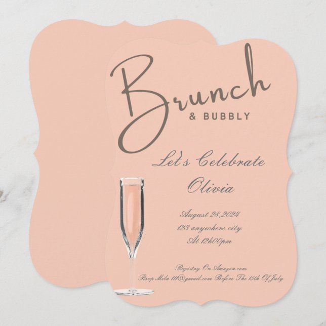 Peach Bridal shower invitation  (Front/Back)