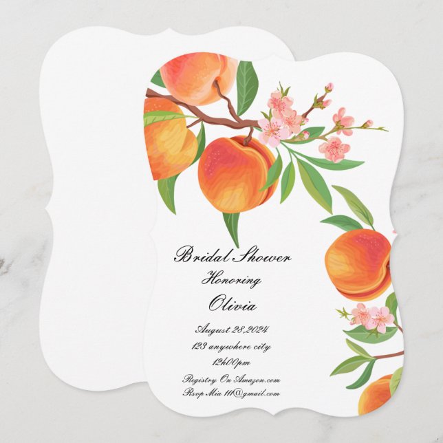 PEACH BRIDAL SHOWER INVITATION (Front/Back)