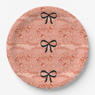 Peach bridal shower paper plates