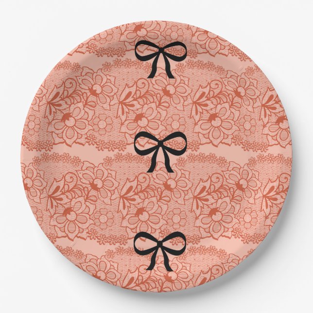 Peach bridal shower paper plates (Front)