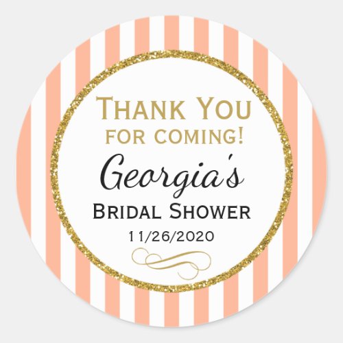 Peach Bridal Shower Thank You For Coming Favor Tag