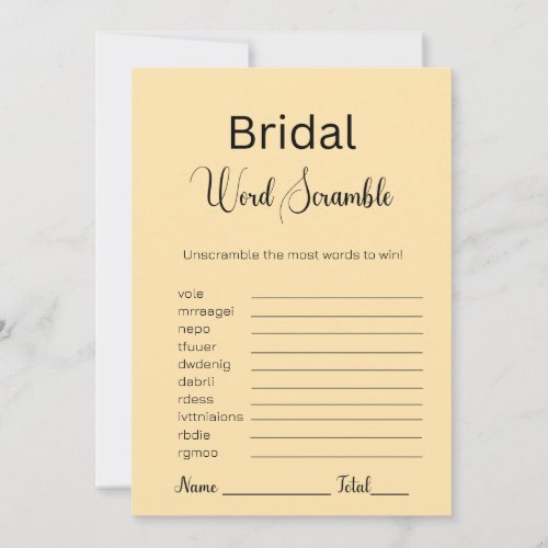 Peach Bridal Word Scramble Game Invitation