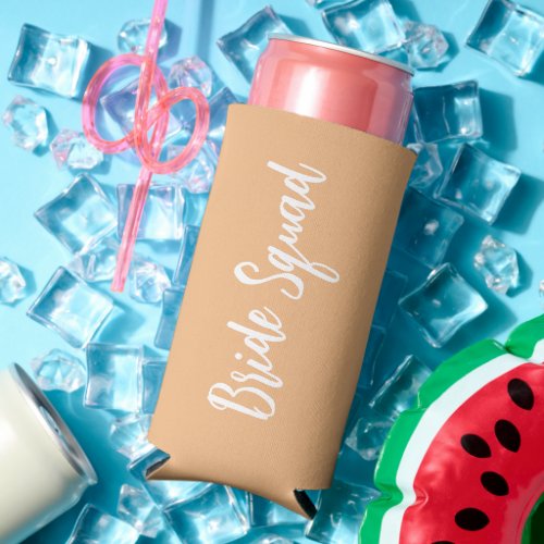 Peach Bride Squad Bachelorette Party Seltzer Can Cooler