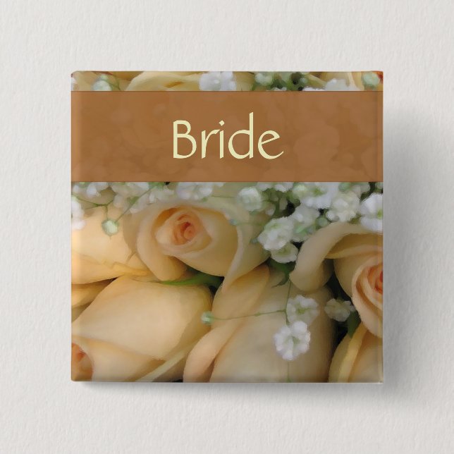 Peach Bride Wedding Pin (Front)