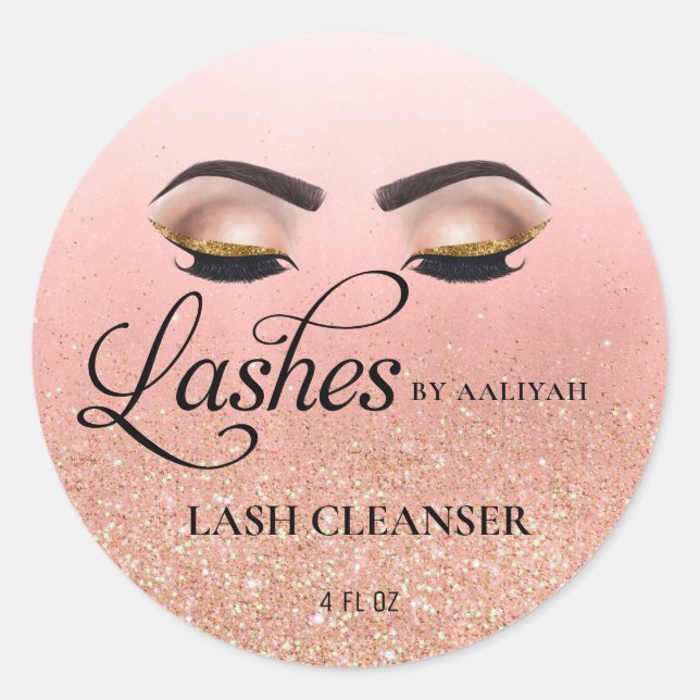 Peach Bronze Glam Glitter Lash Bath Cleanser  Classic Round Sticker (Front)