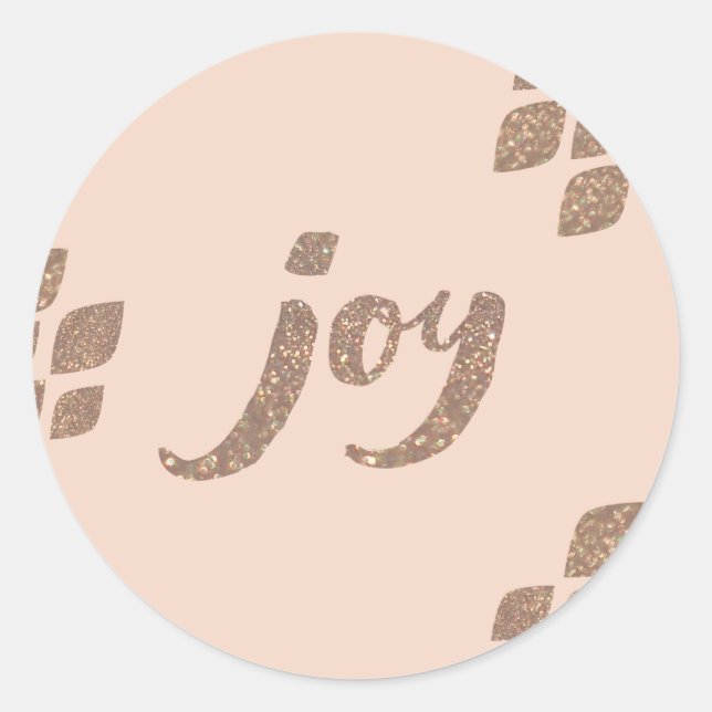 Peach & Bronze Glitter Joy Xmas Stickers (Front)