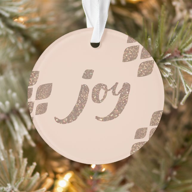 Peach & Bronze Glitter Joy Xmas Tree Ornament (Creator Uploaded)
