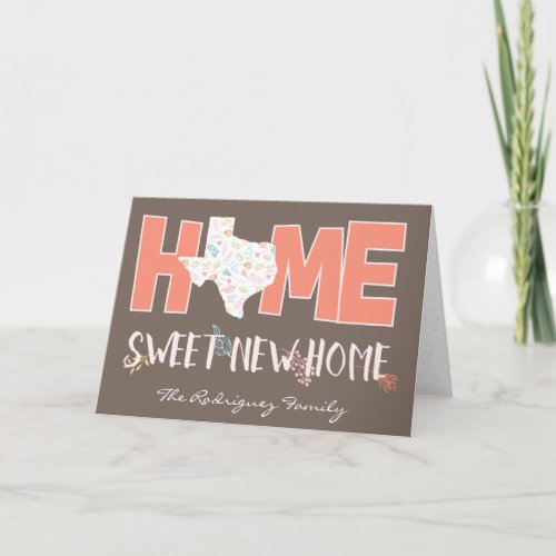 Peach  Brown Home Sweet New Home _ Texas Announcement