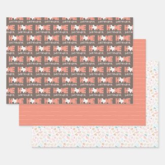 Peach & Brown Home, Sweet New Home - Texas Wrapping Paper Sheets