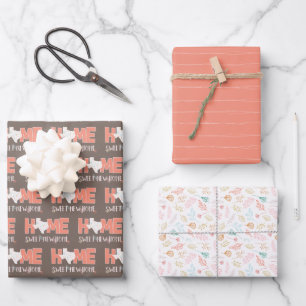 Peach & Brown Home, Sweet New Home - Texas Wrapping Paper Sheets