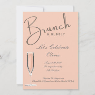 Peach brunch and bubbly bridal shower invitation