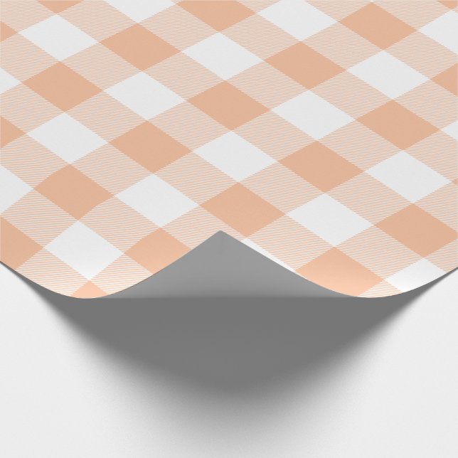 Peach Buffalo Check Pattern Wrapping Paper (Corner)