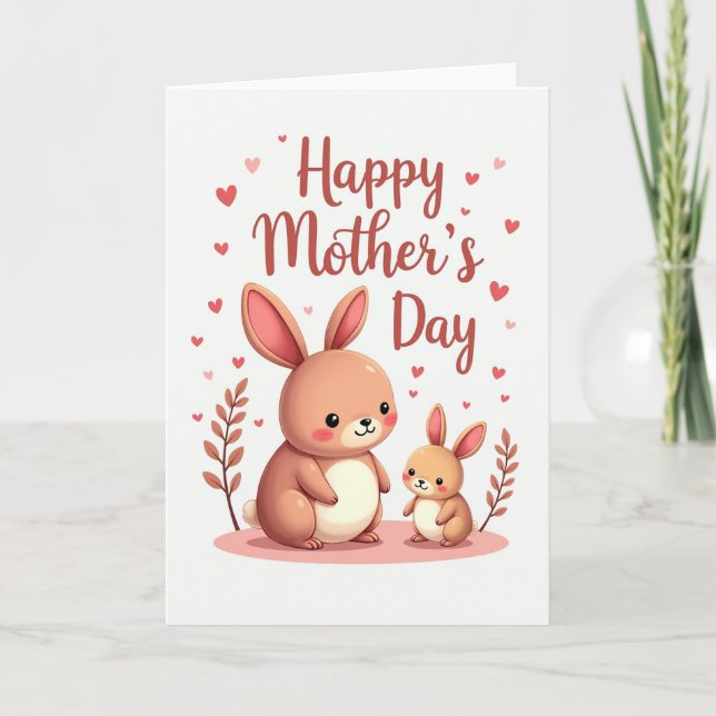 Peach Bunny Mothers Day Card (Front)