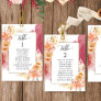 Peach, Burgundy Seating Plan Cards w/ Guest Names
