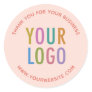 Peach Business Thank You Stickers Custom Logo