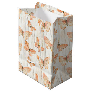 Peach Butterflies Birthday Medium Gift Bag