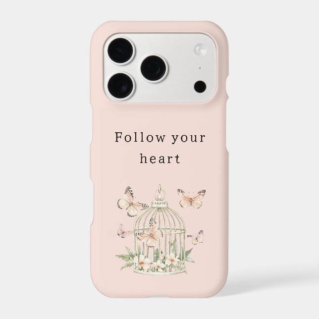 Peach Butterflies Cage Floral iPhone Case (Back)
