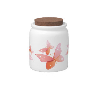 Peach Butterflies Candy Jar