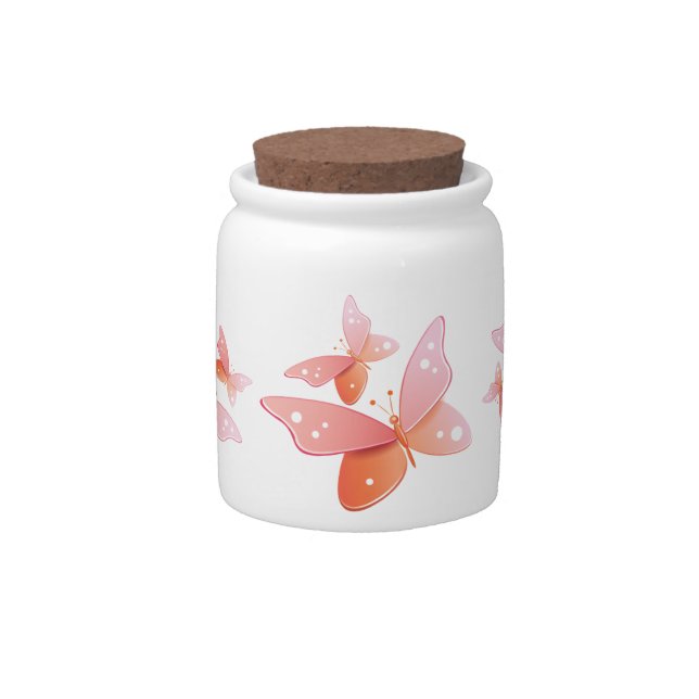 Peach Butterflies Candy Jar (Front)