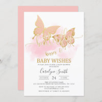 Peach Butterfly Baby Shower Invitation