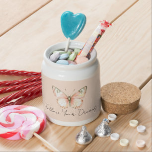 Peach Butterfly Candy Jar