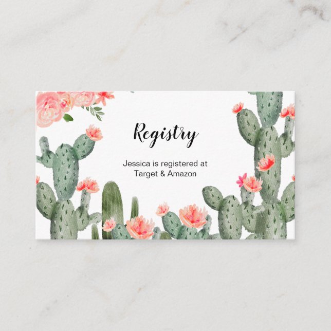 Peach Cactus Floral Registry Insert (Front)