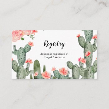 Peach Cactus Floral Registry Insert by HappyPartyStudio at Zazzle