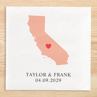 Peach California Wedding Paper Dinner Napkins