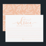 Peach Calligraphy Adivce for the Bride to Be Advice Card<br><div class="desc">Peach Calligraphy Advice for the Bride-to-be Bride Card | Write down your advice for the bride-to-be with this blank memories card. It features whimsical calligraphy with foliage pattern. Matching items are available.</div>