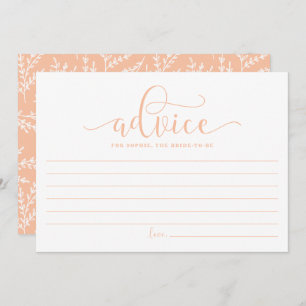Peach Calligraphy Adivce for the Bride to Be Advice Card
