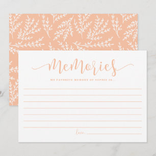 Peach Calligraphy Favorite Memory of the Bride Advice Card