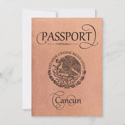 Peach Cancun Passport Save the Date Card
