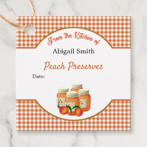 Peach Canning Jar Square Hang Tag