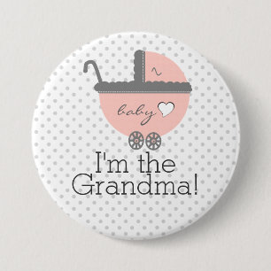 Peach Carriage Baby Shower Grandma Pinback Button