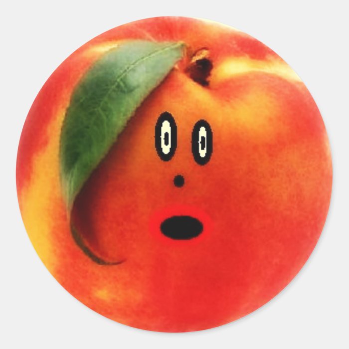 Peach Cartoon Face Sticker