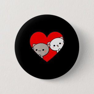 Peach Cartoon Love Goma Cat Valentine’s Day Heart  Button