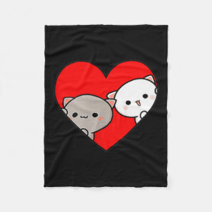 Peach Cartoon Love Goma Cat Valentine’s Day Heart  Fleece Blanket