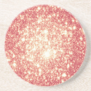 Peach Champagne Stars Sandstone Coaster