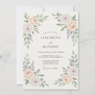 Peach Charming Spring Wedding Invitation