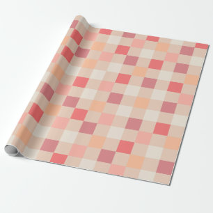 Peach Check Blush Pink Checkered Pastel Pattern Wrapping Paper