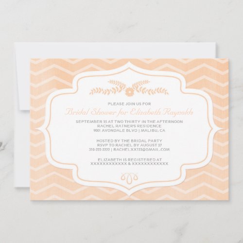Peach Chevron Bridal Shower Invitations