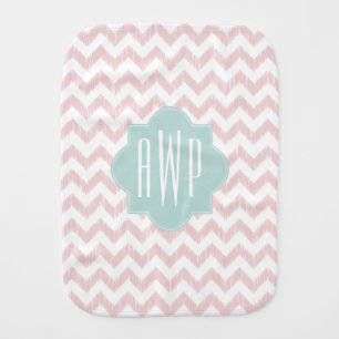 Peach Chevron Ikat Monogrammed Burp Cloth