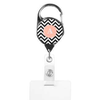 Peach Chevron Monogram Badge Holder