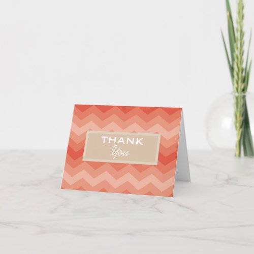 Peach Chevron Thank You Card