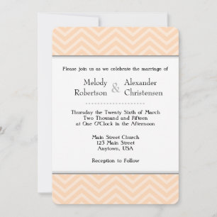 Peach Chevron Wedding Invitations